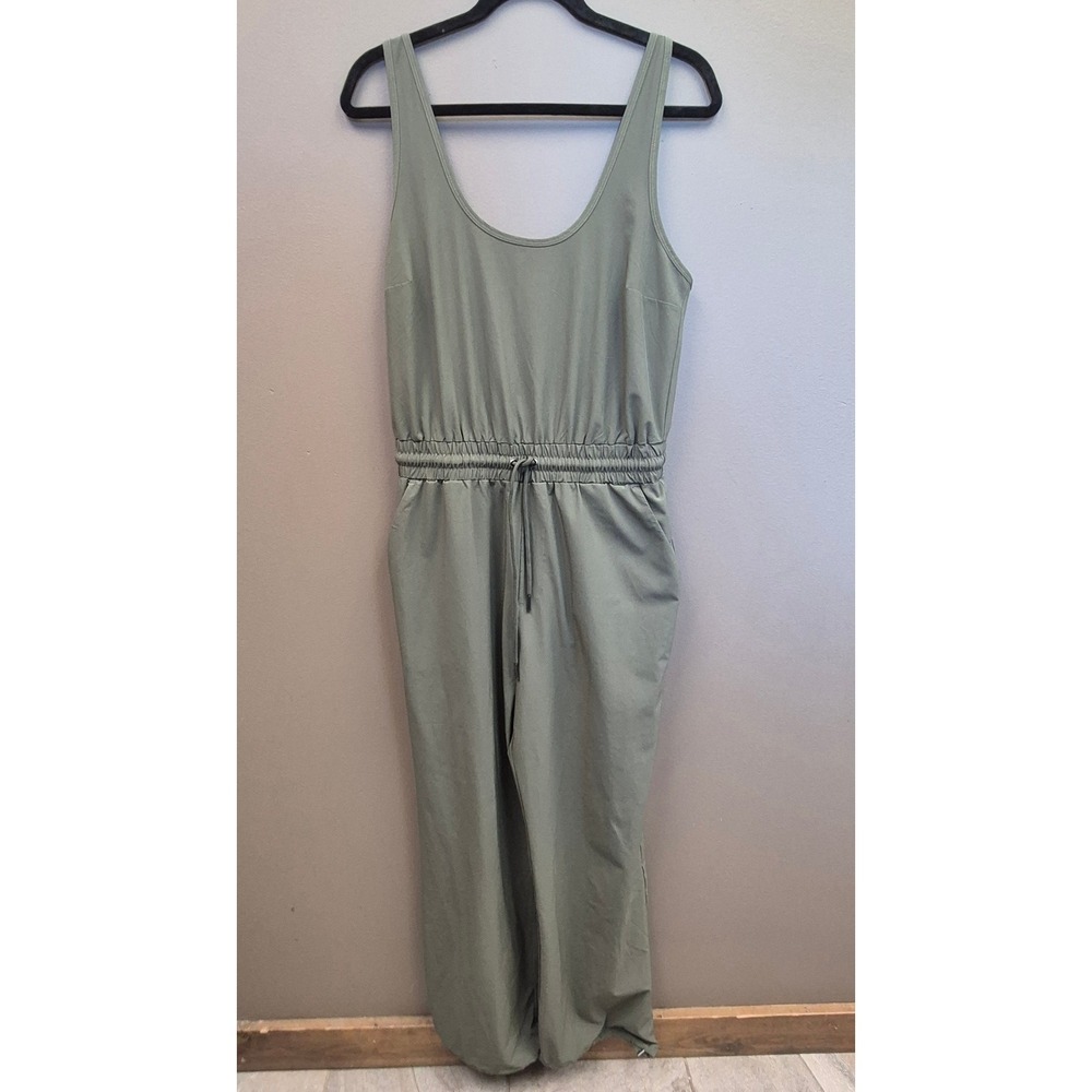 Abercrombie & Fitch Women's Green Wide Leg Lounge Jumpsuit 1 piece w Pockets